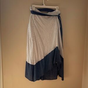 DKNY Asymmetrical Navy and White Skirt